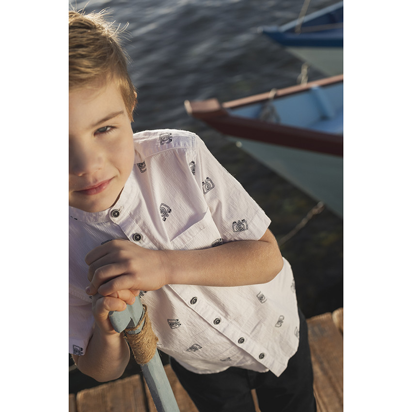 Camisa manga corta cuello mao 