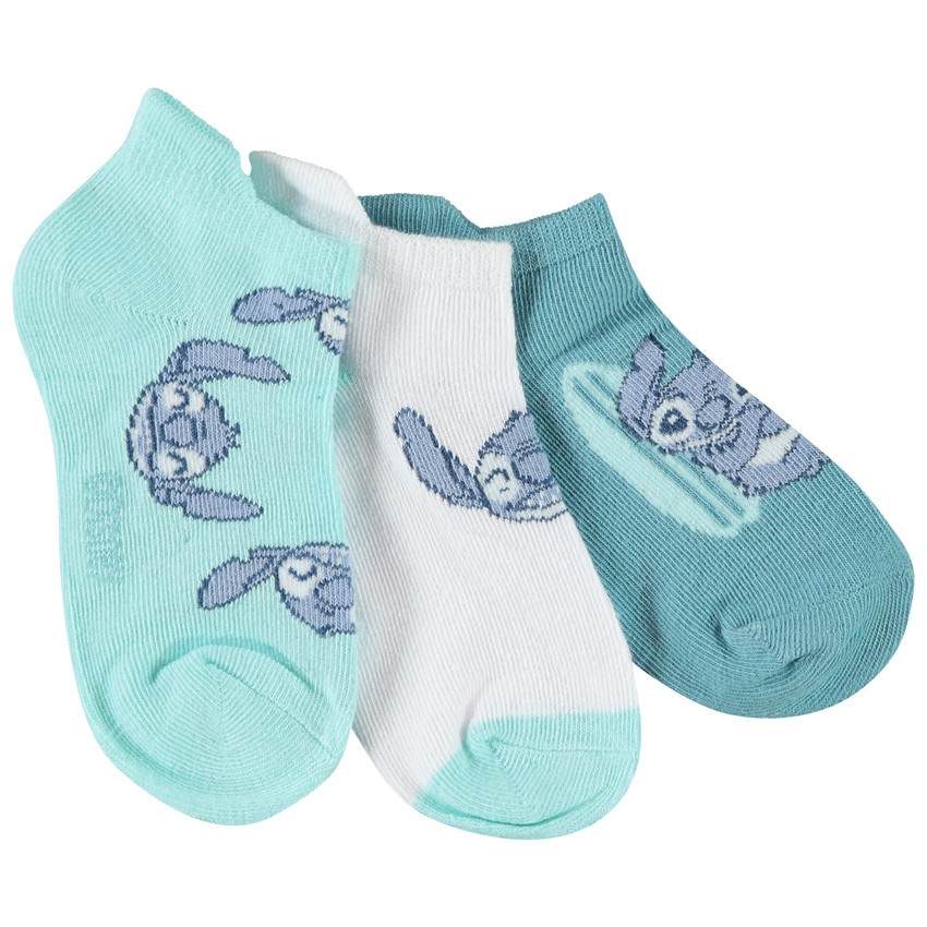 Pack de 3 pares de calcetines cortos Stitch Disney para niño 