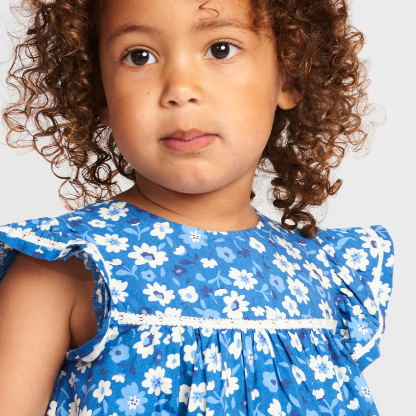 Vestido de manga corta con estampado de flores para bebé niña 