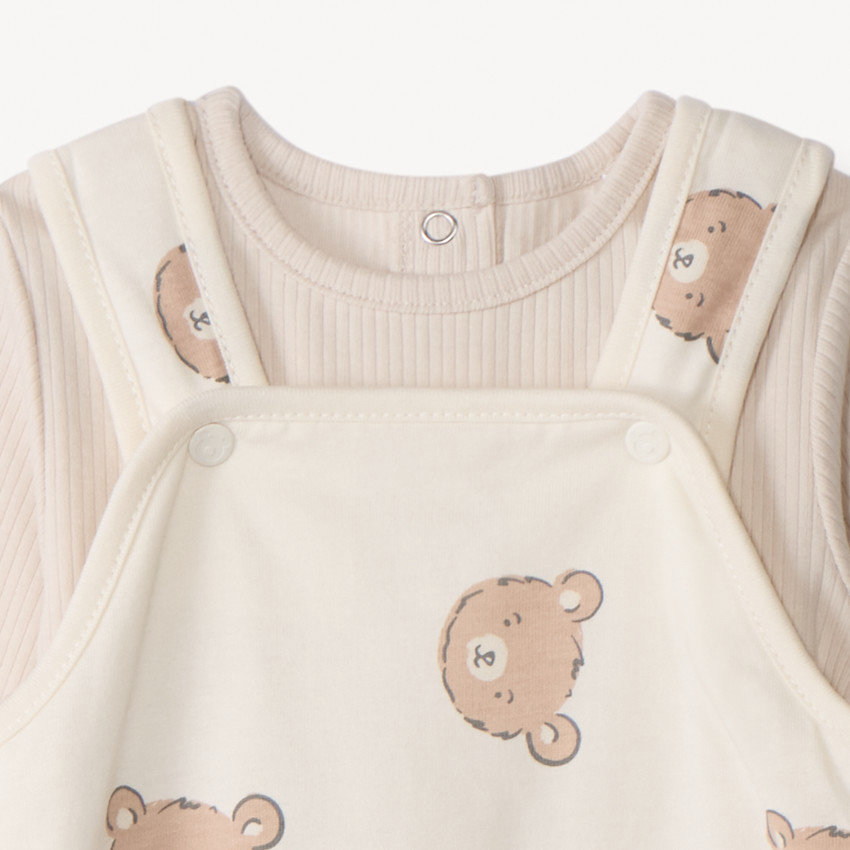 Conjunto de 2 piezas con peto estampado de ositos para bebé 