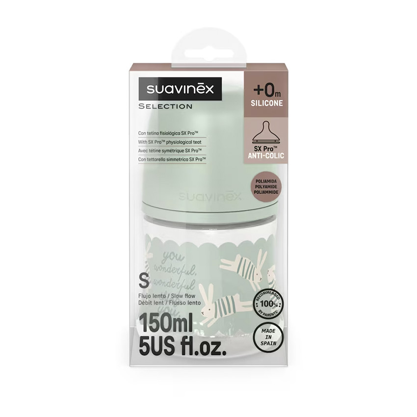 Biberón con tetina fisiológica SX PRO S 150ml Wonderland verde 