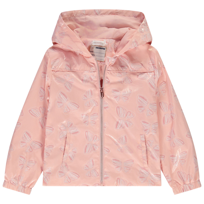 Chaqueta cortavientos estampado mariposas y forrada para nina Orchestra