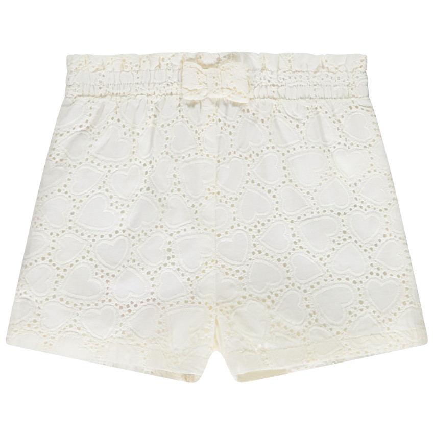 Short liso con bordado inglés y lazo decorativo para bebé niña 