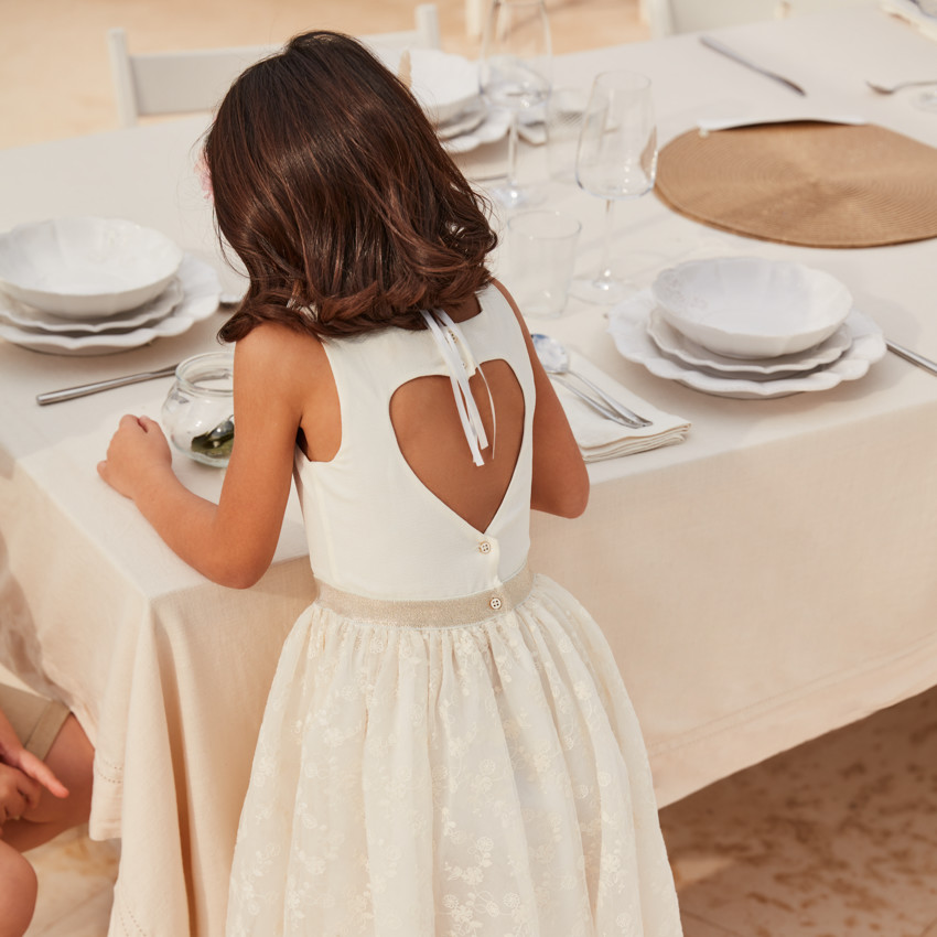 Ropa 2 en 1 con espalda descubierta en forma de corazón para niña 