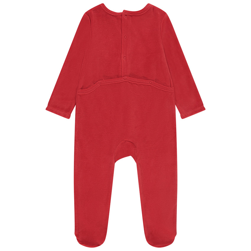 Pelele de terciopelo con bordado de ciervo para bebé con diferentes aperturas según la edad. 