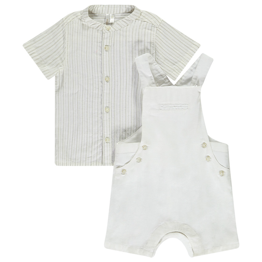 Conjunto de camisa a rayas + pichi corto para bebé niño 