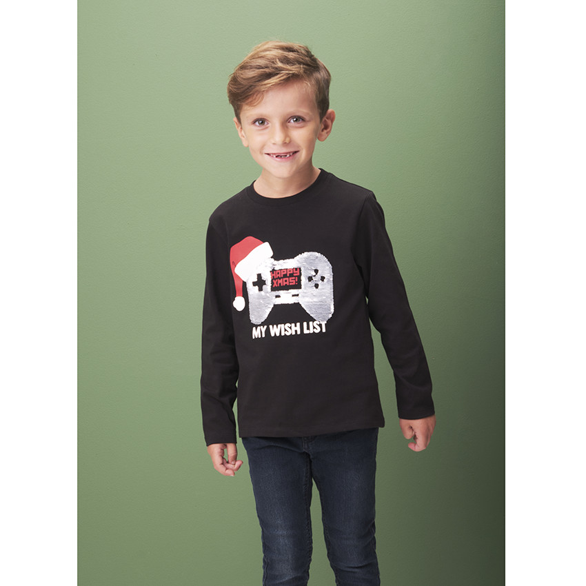 Camiseta de manga larga de Papá Noel con lentejuelas mágicas 