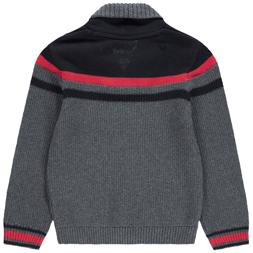 Pull en maille épaisse à rayures contrastées et col châle 