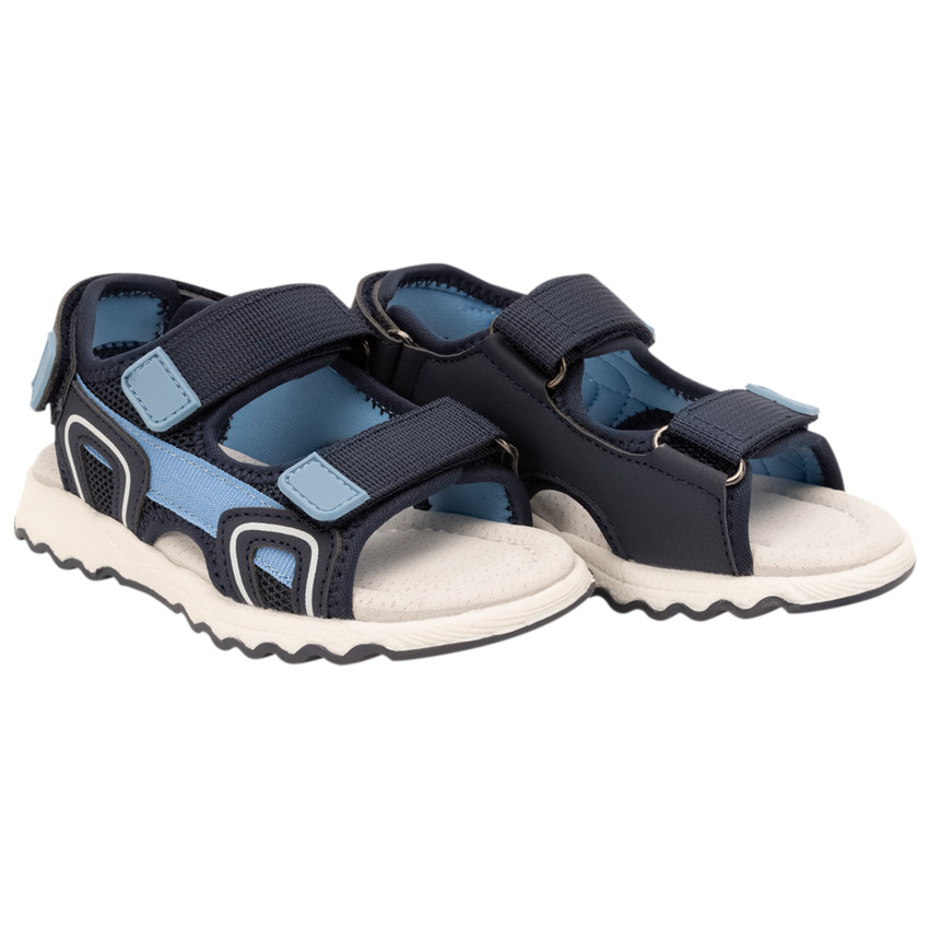 Sandalias velcro bicolores de malla para niño 