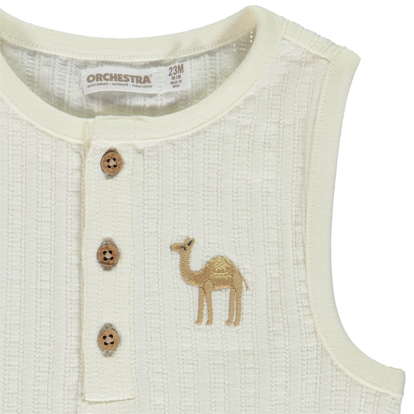 Camiseta de tirantes de canalé con bordado de camello para bebé niño 