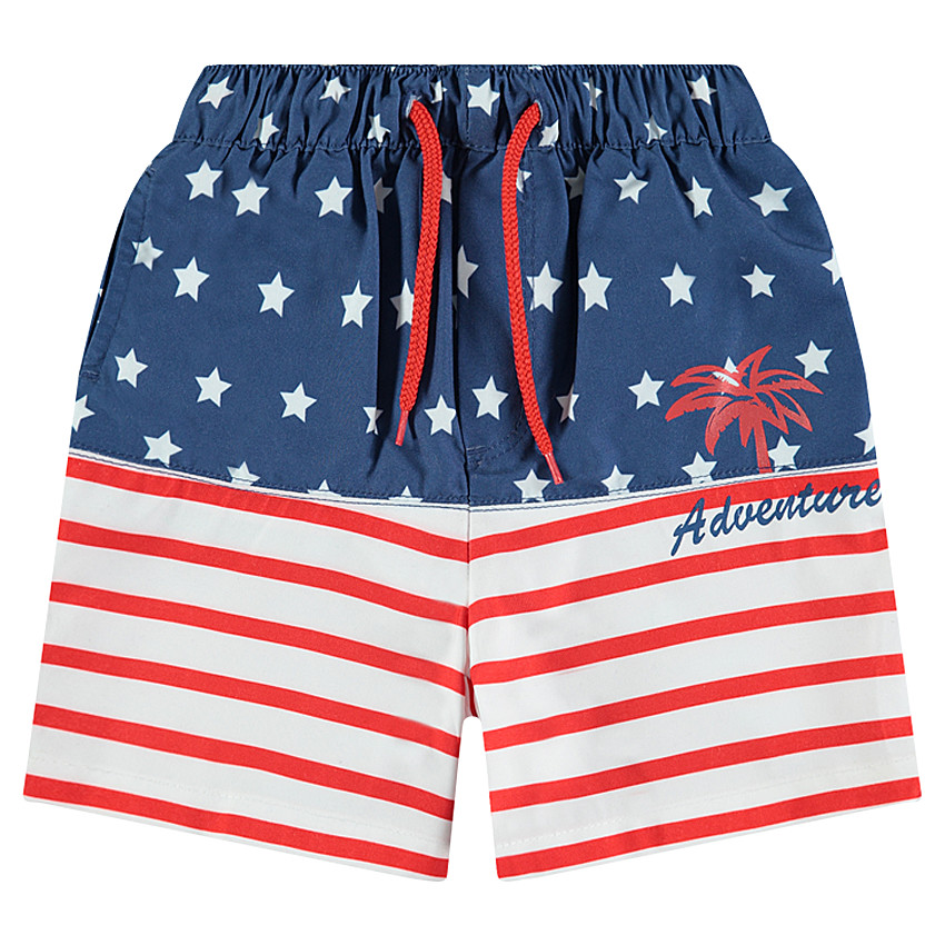Pantalón corto de baño con efecto drapeado y estampado de palmera e inscripción  Additional Pantalón corto de baño con efecto drapeado y estampado de palmera e inscripción