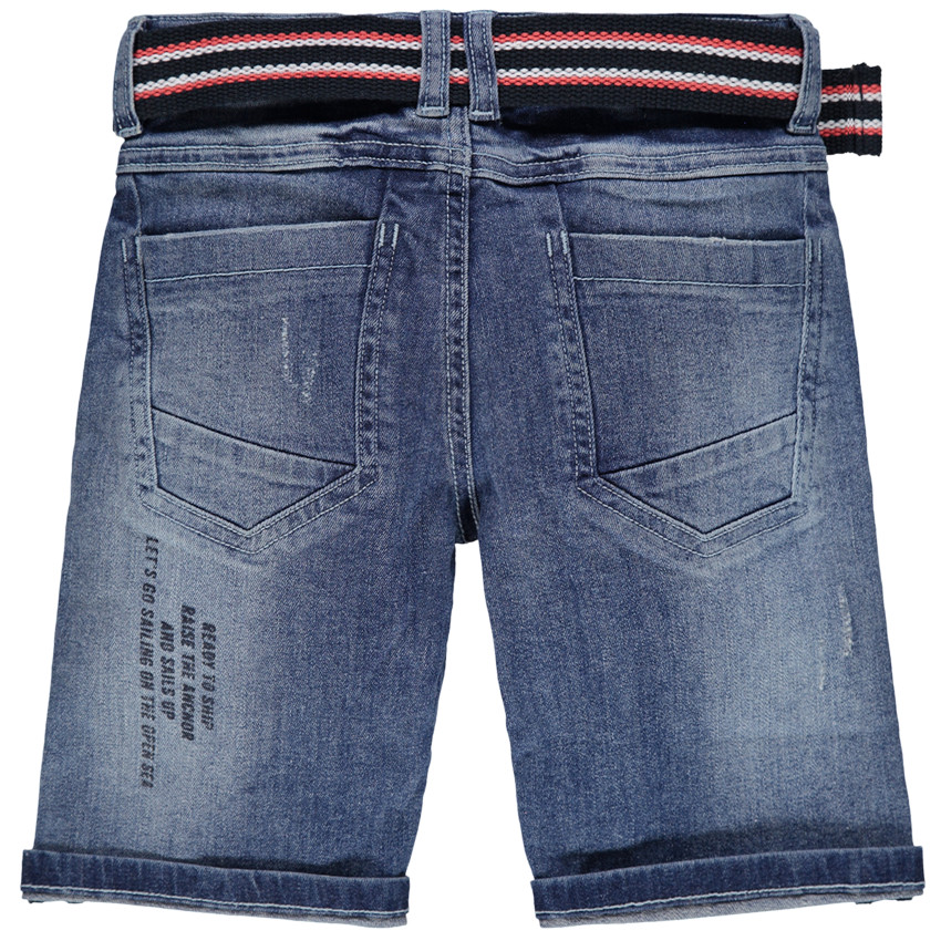 pantalon corto  vaquero efecto used à cintura de rayase amovible 