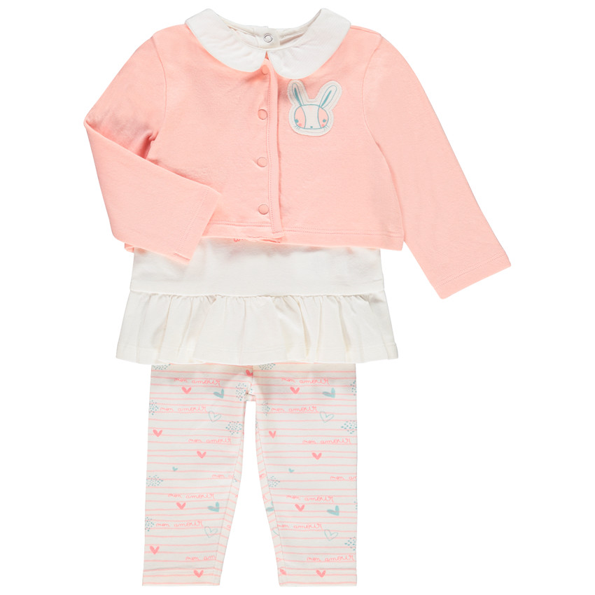 Conjunto 3 piezas estampado conejito 