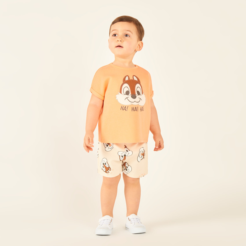 Conjunto de 2 piezas, camiseta + pantalón corto de tela de panal Tic & Tac Disney para bebé niño. 