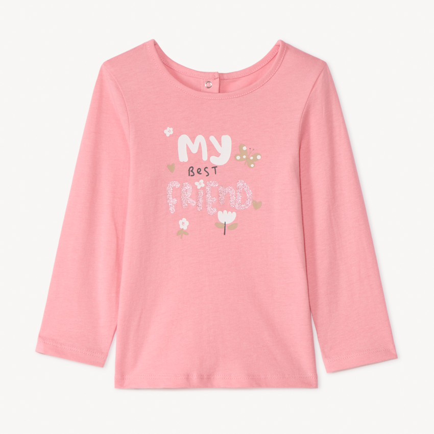 Camiseta de manga larga con print brillante para niña bebé 