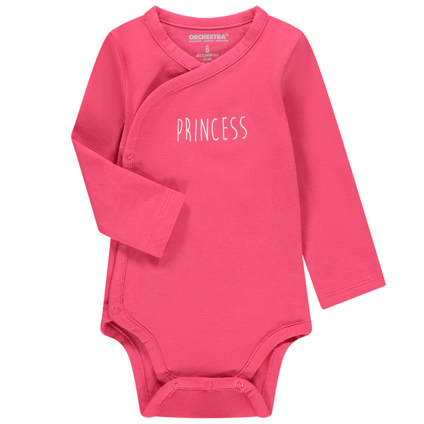 Pack de 5 bodies de manga larga de algodón con mensaje estampado para bebé niña 