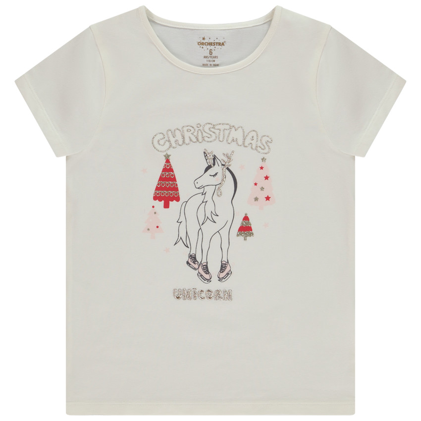 T-shirt manches courtes avec print fantaisie licorne pour fille 