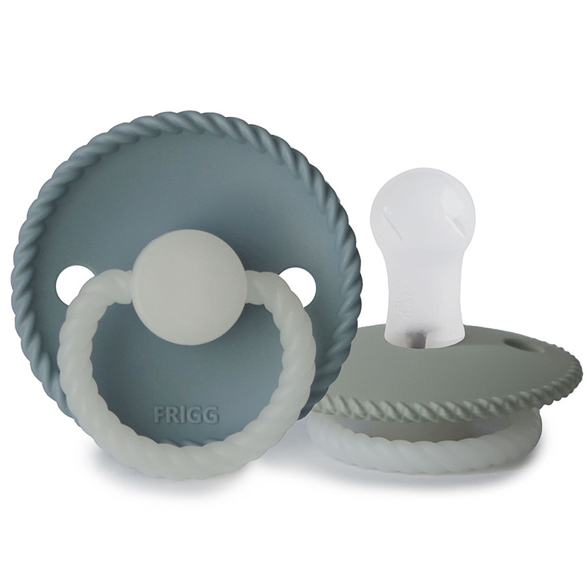 Sucette silicone Rope Nuit Stone Blue/Sauge T2 