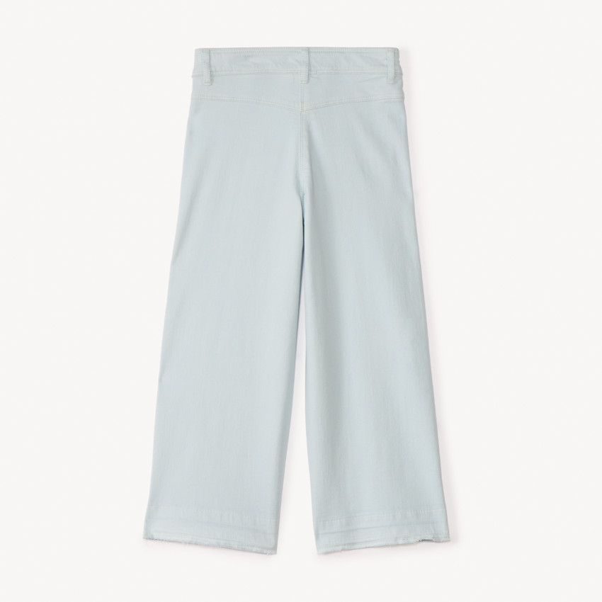 Jean ancho liso con botones de imitación de cuerno para niña 