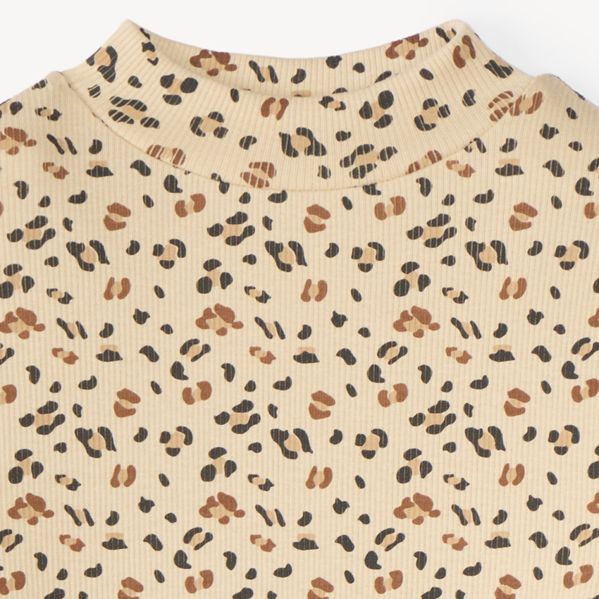 Jersey de cuello alto para niña con estampado de leopardo 