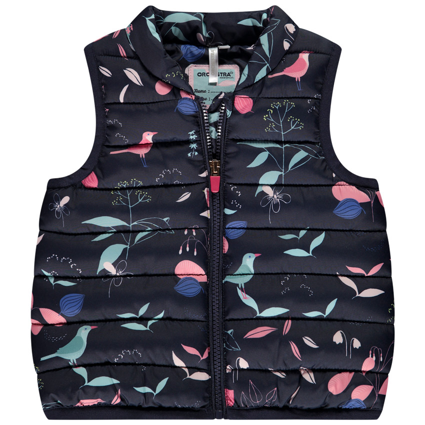 Chaleco motivo flores y pájaros 