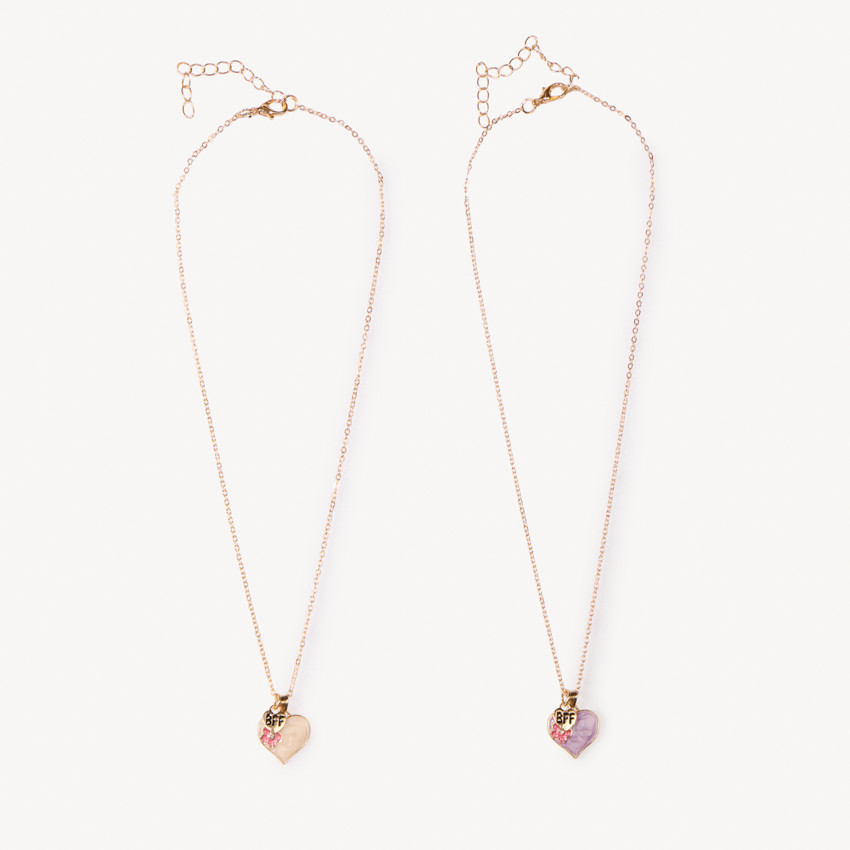 Lote de 2 collares con colgantes de corazones para niña 