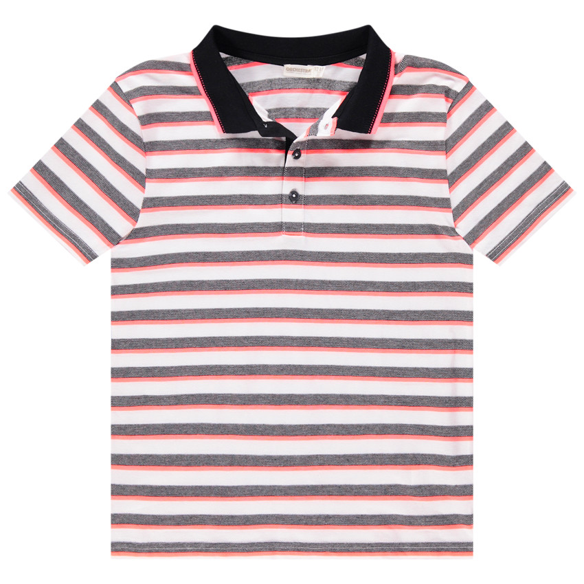 Polo manga corta rayas y cuello a contraste 
