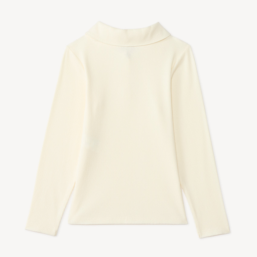 Polo de niña de manga larga acanalada 