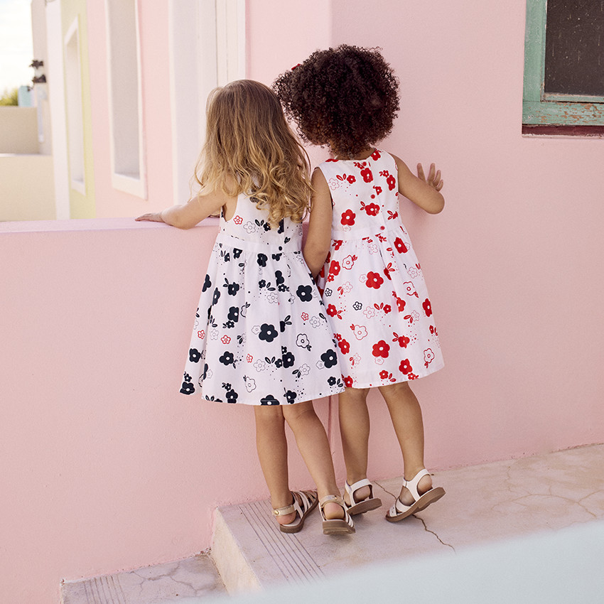 Vestido sin mangas estampado flores para bebé niña 