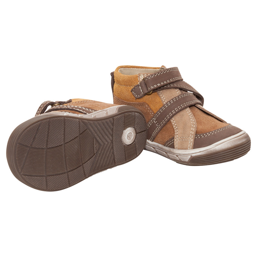 Botines de cuero con velcro cruzado 