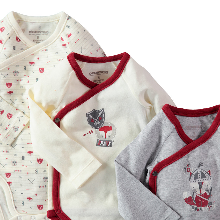 Juego de 3 bodies de manga larga de punto con zorro estampado  Additional Juego de 3 bodies de manga larga de punto con zorro estampado