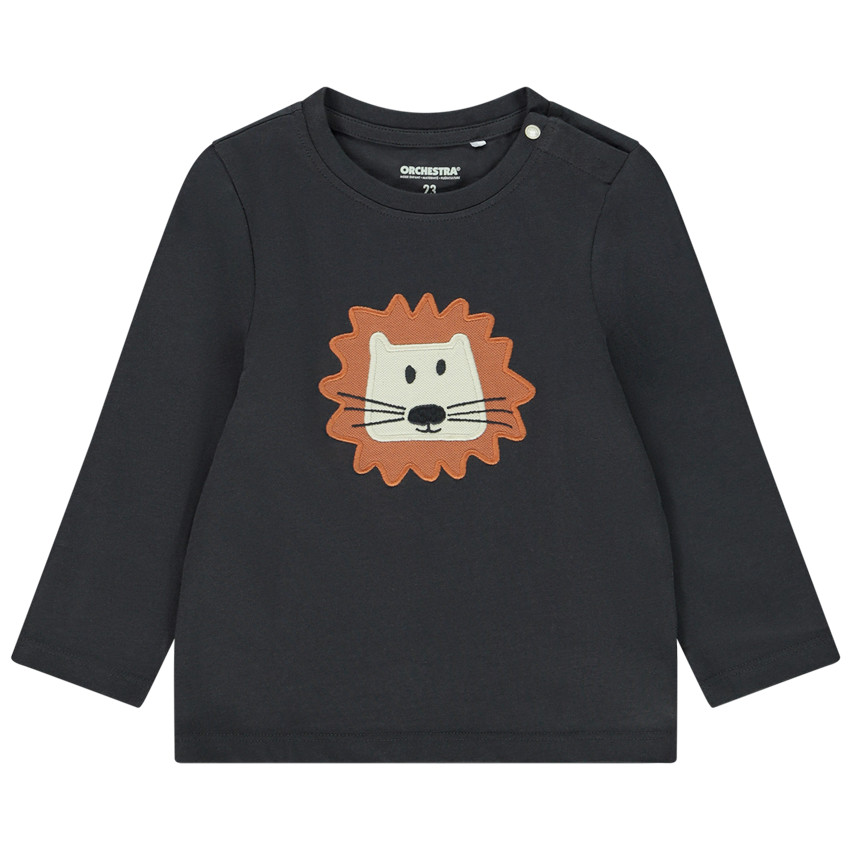 Camiseta de manga larga con parche de animal para bebé niño 