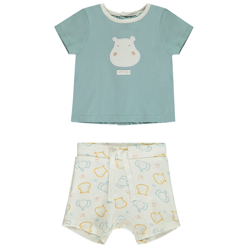 Conjunto 2 piezas con motivo de hipopótamo para bebé niño 