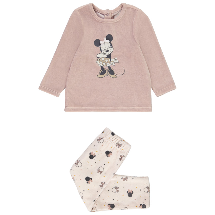 Pelele de terciopelo de 2 piezas con camiseta y pantalón estampado de Minnie Disney para bebé niña 