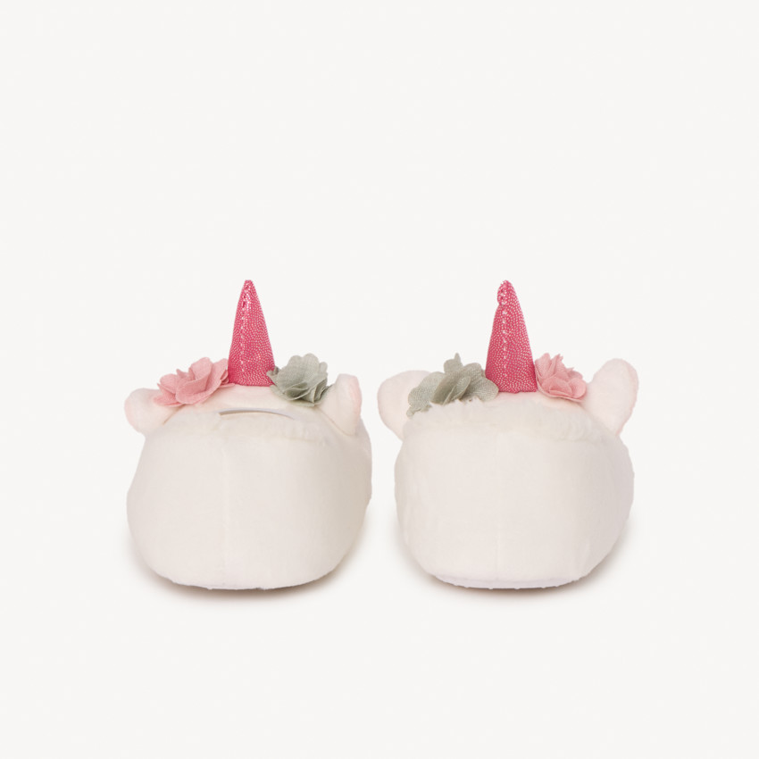Pantuflas con elástico y cabeza de unicornio para bebé niña 