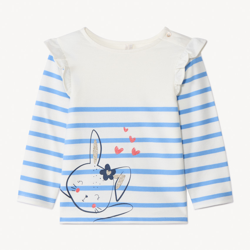 T-shirt manches longues marinière pour bébé fille  