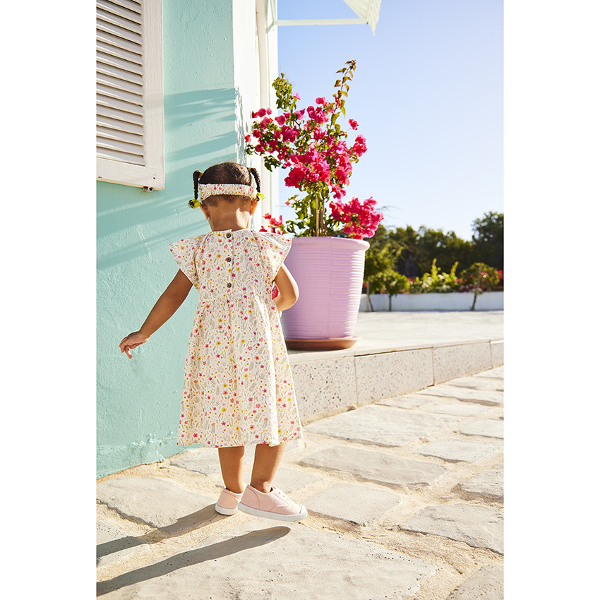 Vestido de popelina con estampado floral para niña 