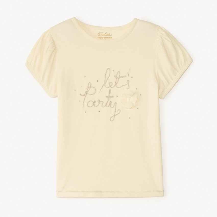 Camiseta de manga corta con cordones dorados para niña 