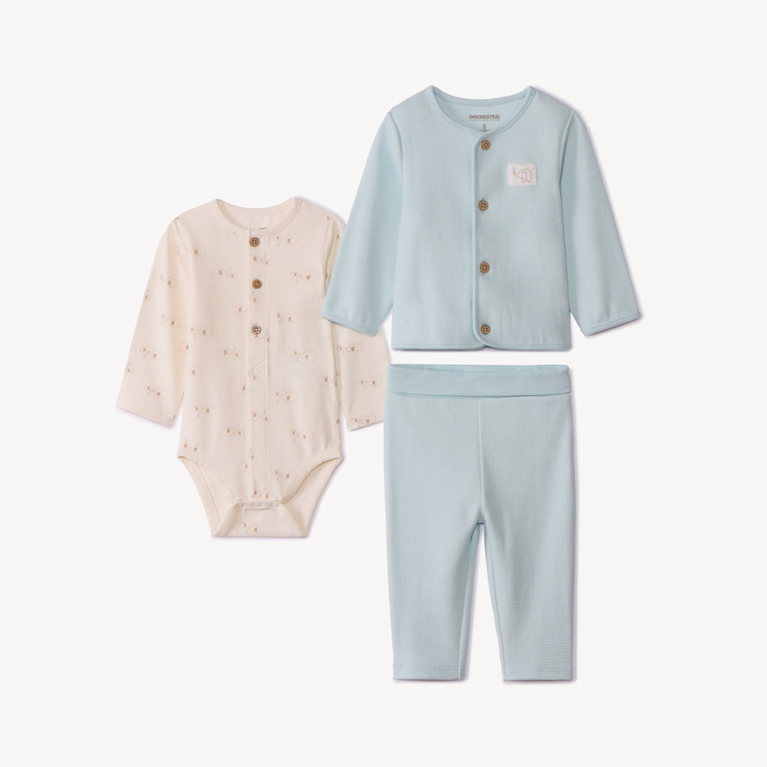 Conjunto de pantalón, body y chaqueta de punto para bebé niño 