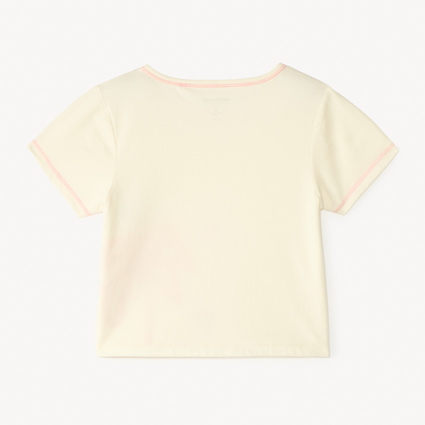T-shirt manches courtes broderie palmier et fleurs pour fille 