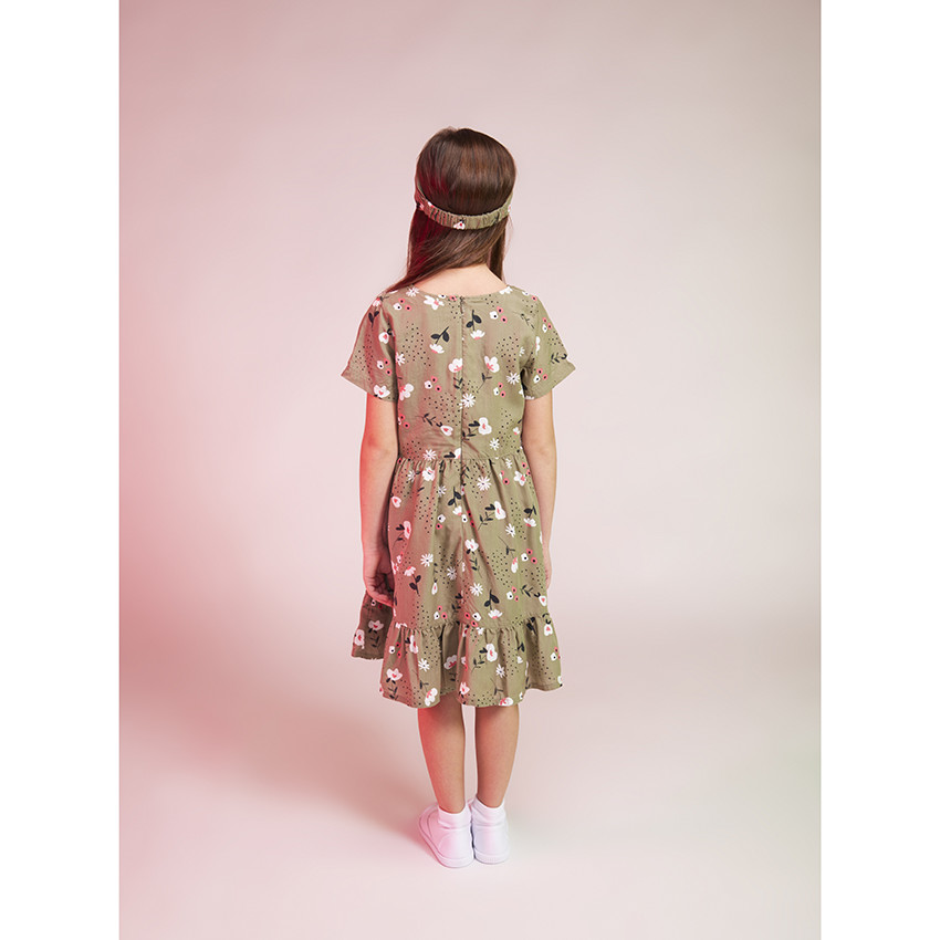 Robe patineuse manches courtes avec imprimé floral pour fille 