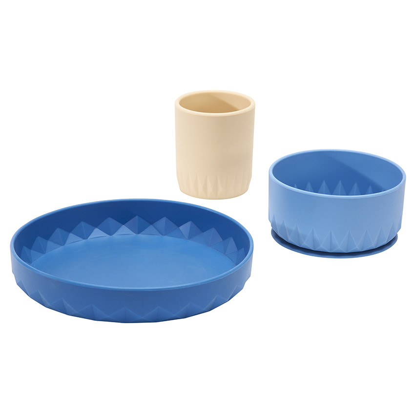 Coffret de comida 3 piezas de silicona Origami - Azul 