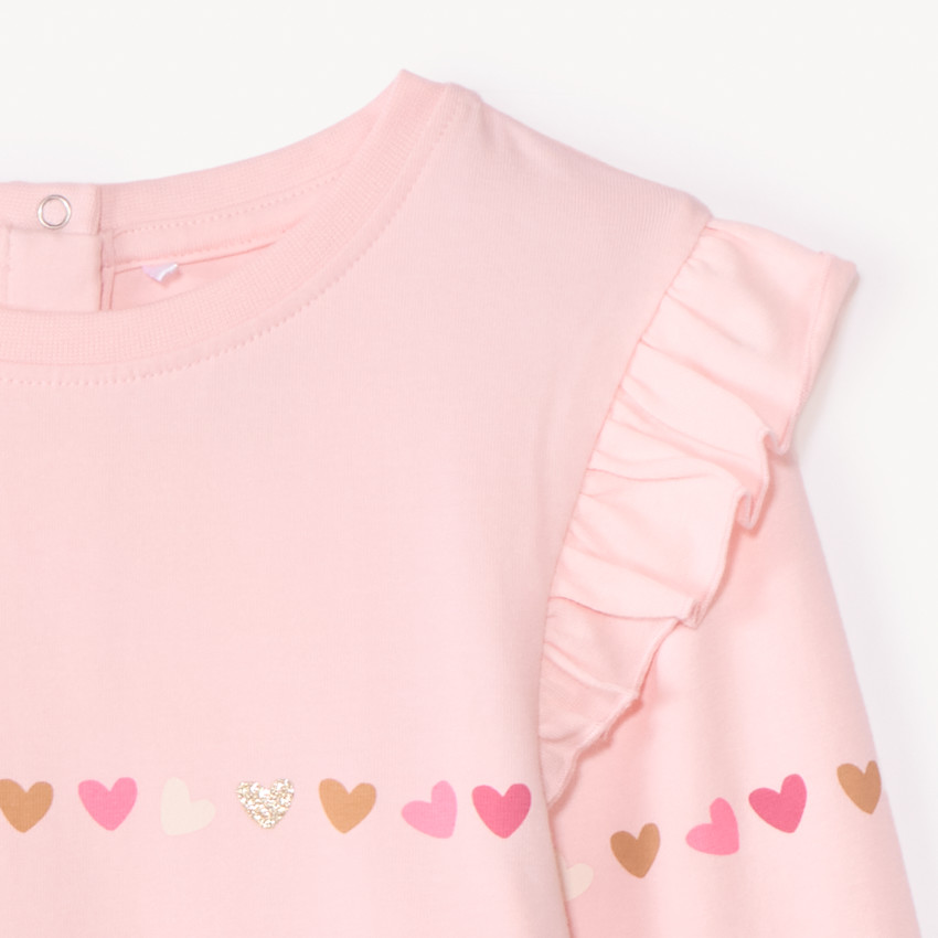T-shirt manches longues imprimé cœurs pour bébé fille 