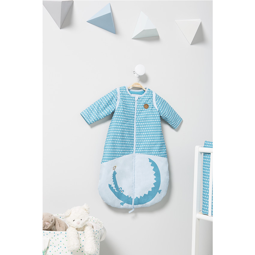 Saco de dormir de popelina con mangas extraíbles y estampado de cocodrilo 