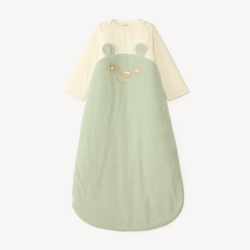 Saco de dormir de terciopelo con mangas desmontables bordado de osito TOG 3 para bebé niño 