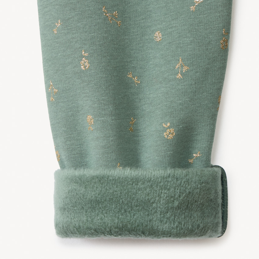 Legging con estampado de purpurina y forro de sherpa para niña 