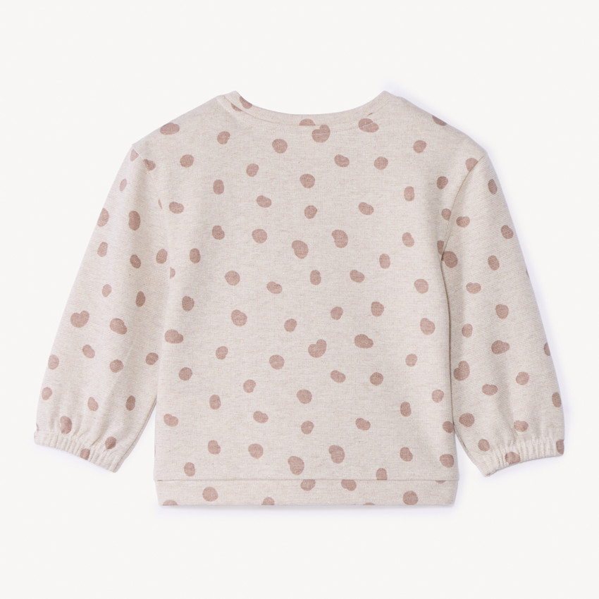 Sudadera de felpa con estampado de lunares y brillante para niña bebé. 