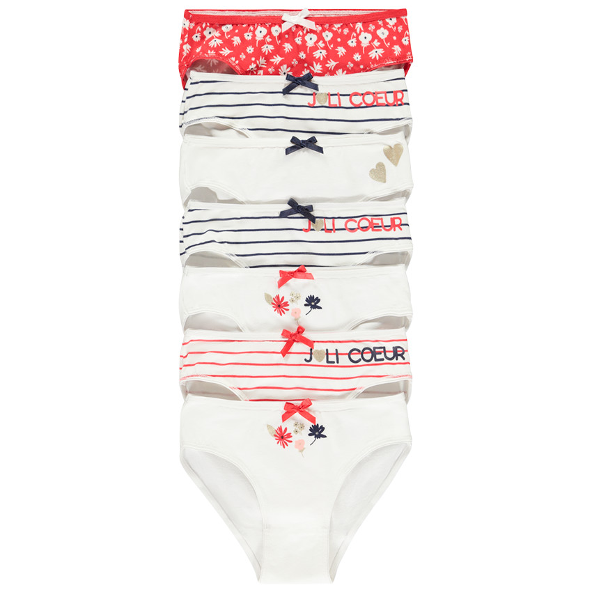 Lote de 7 bragas fantásticas a rayas/florales para niña 