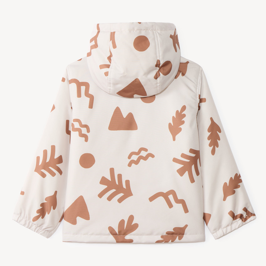 Cortavientos con capucha para niño en tejido ripstop con estampado gráfico 