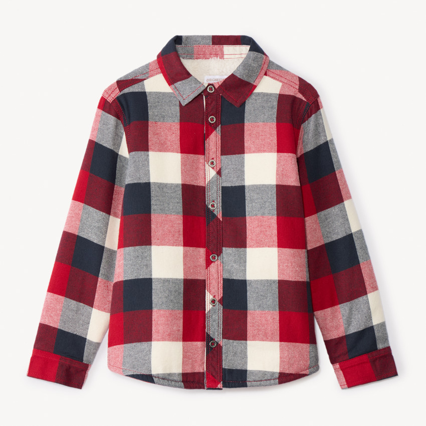 Sobrecamisa de franela con forro a cuadros niño 